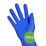 Kemes Nitrilhandschuhe 100 Stück Einweghandschuhe Blau Nitril Größe S, M, L, XL (L)