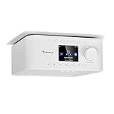 auna Sound Maître - Küchenradio, Internet/DAB+/FM Unterbauradio, Bluetooth-Funktion, TFT-Farbdisplay, Stereo-Lautsprecher, 2 x 1 Watt RMS, AUX-Eingang, LED-Licht, Küchentimer, weiß