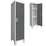 Montafox Schließfachschrank Spind Metallschrank 3 Innenfächer 137,5 x 38,5 x 38,5 cm für Büro Wohnzimmer Industrial Möbel Schrank Metall, Farbe:Grau-Dunkelgrau