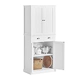 SoBuy FSB44-W Küchenschrank Hochschrank Aufbewahrungsschrank Badezimmerschrank mit 5 Fächern und 1 Schublade Bücherregal Badschrank Weiß BHT ca: 76x175x40cm