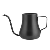 Pfeifkessel Kaffeemaschine Hitzebeständige Küchenkaffeekanne for den Haushalt Mokkakanne Herd Kaffeemaschine Espressomaschine 280 ml Schwarz Edelstahl Tropfkaffeekanne Schwanenhals Langer Mundauslauf