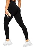 RIOJOY Scrunch Butt Leggings Damen High Waist Seamless Push Up Booty Leggins Hose für Sport Yoga Fitness Gym Workout, Schwarz 36/38