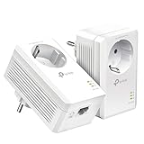 TP-Link Powerline Adapter Set TL-PA7017P KIT(1000Mbit/s Homeplug AV2, mit Steckdose, 2 Gigabit Ports, Plug&Play, kompatibel mit allen Powerline Adaptern, ideal für Streaming, energiesparend)weiß