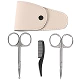 Beaupretty Set Lederpflege Rostfrei Spitz Abgerundet Rostfreie Schere + Runde Spitze Damen für Trimmer Home Mini Travel Kit Kamm Nase Präzisionsschere Professioneller Schnurrbart Schnurrbart