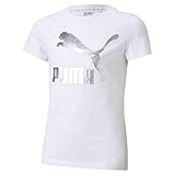 PUMA Mädchen Classics Logo Tee G T-Shirt, weiß, 140