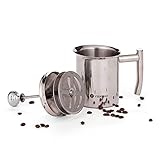 Hand Milchaufschäumer manuell aus Edelstahl mit Doppel-Mesh-Sieb I Milchschäumer für cremigen Milchschaum für Kaffeespezialitäten, Milk Frother inkl Barista E-Book (400 ml)