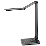 LED Schreibtischlampe, Lepro 18W Metall Tageslichtlampe, Touch-Control Tischlampe mit Timmer- und Speicherfunktion, Dimmbare Büro Leuchte mit USB-Anschluss, augenschonende LED,Einstellbare Helligkeit