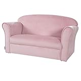 roba Kindersofa „Lil Sofa“ mit Armlehnen für Jungen und Mädchen, bequeme Kindercouch mit rosa Samtstoff bezogen, Kinder-Sitzmöbel-Serie „Lil Sofa“ fürs Kinder- oder Babyzimmer