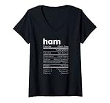 Damen Ham Nährwertangaben zu Weihnachten T-Shirt mit V-Ausschnitt