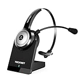 TECKNET Bluetooth Headset mit Mikrofon, USB PC Bluetooth Headset mit AI Rauschunterdrückung, kabelloses Headset mit Ladestation für Call Center, Computer, Handys, Kristallklar Chat, Super Leicht