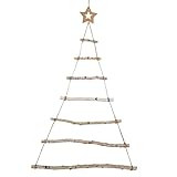 GWHOLE Holzleiter Weihnachtsbaum zum Aufhängen Adventskalender Deko Weihnachten Wanddeko 90 x 60 cm