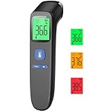 Fieberthermometer für Babys, Kinder und Erwachsene, Kontaktloses Stirnthermometer, Digitales Infrarot Thermometer mit sofortigen genauen Messwerten, Fieberalarm und 35 Speicherabruf - LCD Schwarz