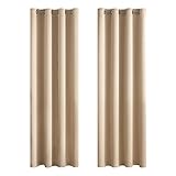 MIULEE 2er Set Verdunklungsvorhang Soft Blickdicht Vorhang Gardinen Raumverdunkelung mit Ösen Thermogardine Ösenvorhang Verdunkelungsgardinen für Schlafzimmer Wohnzimmer, 140x245cm, Beige