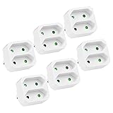 NAVESO Steckdosenadapter 2fach, 6 Stück Eurosteckdose 1100W, Euro 2-Fach Stecker, Steckdose ohne Kabel, Mehrfachsteckdose für Eurostecker, White