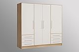 AVANTI TRENDSTORE - Felippo Drehtürenschrank mit 4 Türen und 6 Schubladen, innen mit Regalböden und einem Kleiderschrank, in verschiedenen Farben, Maße LAP 206,5 x 200 x 60 cm