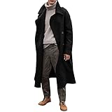 Herren Mantel Lang Jacke Revers Trenchcoat Vintage Windbreaker Casual Parka Outwear Cardigan Männer Übergangsjacke Klassischer Herrenmantel Wintermantel