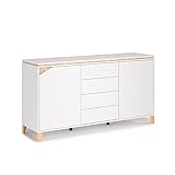 Vicco Sideboard Kommode Anrichte Luisa weiß anthrazit 4 Schubladen 2 Türen Highboard Regal (Weiß Eiche)