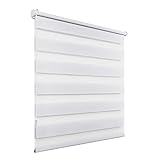 Grandekor Doppelrollo Klemmfix, Duo Rollos für Fenster und Tür ohne Bohren mit Klämmträger, Fensterrollo lichtdurchlässig & verdunkelnd - Weiß 40x120cm (Stoffbreite 36cm)