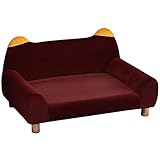 Pawhut Hundesofa mit Tierohren Form, Haustiersofa mit Weichem Samtbezug Holzbeinen, Hundebett, Katzensofa, 81 x 53 x 45,5 cm