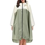 Zilosconcy Regenjacke Herren Fahrrad Damen Patchwork 100% Wasserdicht Atmungsaktiv Leicht Regencape Fahrrad Lang Zum Wandern, Reiten, Outdoor Regenschutz Wiederverwendbar mit Tasche