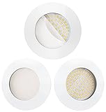 Scandinavian home 3er Set LED Einbaustrahler Weiß-Matt 60mm - 70mm I Badezimmer geeignet I warmweiß 230V CRI 90 4,8W 450lm 3000K 68mm I mit Milchglas I LED Spot Deckeneinbauleuchte flach