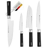 GROSSMAN® Set 4 st. SH - SASHIMI | Kochmesser| Tranchiermesser| Santoku Messer | Obst- & Gemüsemesser | Deutschem Edelstahl Klinge