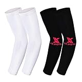 2XK-NOV 2 Paar Eisseide Arm Sleeves Unisex-Ärmlinge Kompression Anti UV für Baskteball, Golf & Football