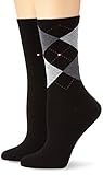 Tommy Hilfiger Damen Th Dames Check 2p Socken, Schwarz (Black 200), 35-38 EU