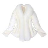 Lulupi Damen Winter Felljacke Kunstfell Fellkragen Jacke Cardigan Frauen Elegant Pelz Kurzjacke Pelzmantel Winterjacke Mantel Coats