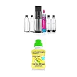 SodaStream Wassersprudler DUO mit CO2-Zylinder, 2x 1L Glasflasche, 2x 1L spülmaschinenfeste Kunststoff-Flasche und 1x SodaStream Sirup Eistee Zitrone