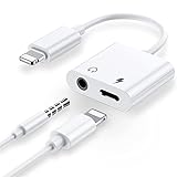 [Apple MFi Zertifiziert] iPhone Kopfhörer Adapter und Laden,2 in 1 Lightning auf 3.5 mm Aux Audio Kopfhörer Anschluss Klinke Dongle Adapter Kompatibel mit iPhone 12/13/11 Pro Max/X/XS/XR/8/8P/7/7 P