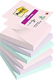 Post-it Super Sticky Z-Notes Soulful Collection, Packung mit 6 Blöcken, 90 Blatt pro Block, 76 mm x 76 mm, Pink, Lila, Grün - Extra-stark klebende Notizzettel für Notizen, To-Do-Listen & Erinnerungen