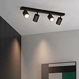 Klighten Deckenstrahler 4 Flammig Schwarz, GU10 Deckenlampe Strahler Schwenkbar, Spotleuchte Drehbar Deckenspots für Küche, Schlafzimmer, Wohnzimmer, Länge: 54 cm, Ohne Leuchtmittel