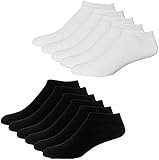 YOUSHOW Sneaker Socken Herren Damen 10 Paar Kurze Halbsocken Quarter Baumwolle Unisex (Schwarz und Weiß, 39-42)