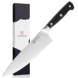 KEEMAKE Kochmesser, Küchenmesser Professional Chefmesser 20CM, scharfes Messer mit hoher Kohlenstoff Deutsche Edelstahlklinge, Allzweckmesser, Ergonomischer Griff, Fleischmesser mit Geschenkbox