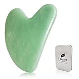 Flagest Gua Sha Gesichtsbehandlung mit Jade Natur-Stein Herzform Guasha Board Kratz-Massage Tool Anti-Falten Werkzeug für Gesichts-Scraping SPA-Akupunktur Therapie Triggerpunkt Anti-Aging (Jade)