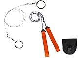 Kellegour Handkettensäge inkl Gürteltasche, Hand Kettensäge mit 11 Zähnen,Kettensäge aus Edelstahl,Survival Saw Wire mit Griffringen, Survival Taschen-Säge für Outdoor Camping Zubehör,Wandern,Jagen