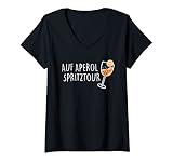 Damen Auf Aperol Spritztour. Jungesellinnenabschied JGA Spritz Fun T-Shirt mit V-Ausschnitt