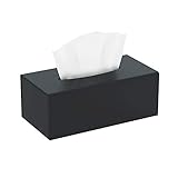 HIIMIEI Kosmetiktücherbox, 25.0×13.0×9.0 cm Acryl Taschentuchbox | Tissue Box mit Magnetabdeckung für Esszimmer Badezimmer Schlafzimmer Auto Büro - Mattschwarz