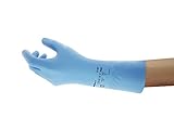 Ansell AlphaTec 37-007 Nitril-Handschuhe, Chemikalienschutz-Handschuh, Chemikalien- und Flüssigkeitsschutz, Industrie PSA, Arbeitshandschuhe Wiederverwendbar, Blau, Größe XS (1 Paar)