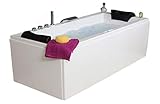 Whirlpool Badewanne Relax Profi MADE IN GERMANY 180/190 / 200 x 80/90 cm mit 24 Massage Düsen LED Heizung Ozon Desinfektion MIT Messing Armaturen verchromt Eckwanne rechts oder links Eckbadewanne