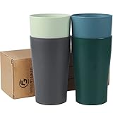 Greentainer 4er 400ml Becher Set aus PP, Unzerbrechlich Wiederverwendbare Tassen für Heiße& Kalte Getränke, Kaffeetasse für Kinder und Erwachsene,Trinkbecher BPA-Frei, Mikrowellen-Spülmaschinenfest