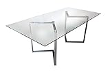 CHYRKA® Esszimmertisch Esstisch SOKAL Wohnzimmertisch Bürotisch Computertisch Beistelltisch Edelstahl Schminktisch Moderne Design Glas Schreibtisch (120 x 80 cm)