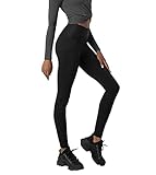 LAPASA Damen Sport Leggings hoher Bund Taschen Yoga Pants Push Up High Waist L01B Schwarz