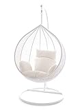 Kideo Swing Chair Hängesessel Hängestuhl Polyrattan Schwebesitz Loungesessel (weiß)