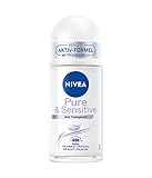 NIVEA Pure & Sensitive Deo Roll-On (50 ml), Deo mit 48h Anti-Transpirant Schutz für sensible Haut, pflegendes Deodorant ohne Brennen, Rötungen und Irritationen