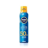 NIVEA SUN Protect & Refresh unsichtbarer, kühlender Sprühnebel mit LSF50, erfrischende Sonnencreme mit LSF50, fortschrittlicher Sonnenschutz, transparent ohne weiße Flecken (200 ml)