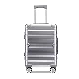 KAPOHU PC Streifen 24 Zoll Männlicher Koffer Zollschloss 20 Zoll Buchse Boarding Business Reise Trolley Koffer Passwort Ultra Leicht ABS Hartschale Gepäck (Farbe: Grau, Größe: 28 Zoll)