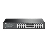 TP-Link TL-SG1024D 24-Port Gigabit-/ Netzwerk Switch (Rackmount, 48Gbit/s Switching-Kapazität, geschirmte RJ-45 Ports, Metallgehäuse, IGMP-Snooping, unmanaged, Plug-und-Play) schwarz