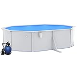 Festnight Stahlwandpool Komplettset mit Sandfilter 490x360x120 cm Rund Pool mit Stahlwand Stahlwandbecken Pool Rundbecken Set Schwimmbecken Rundpool Aufstellpool Gartenpool